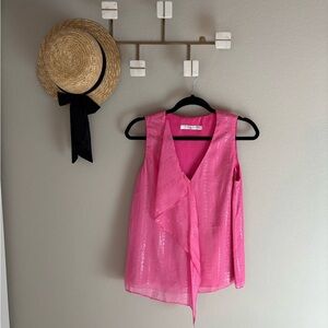 Trina Turk Hot Pink Ruffle Tank Blouse Medium